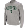 Men's Heather Gray Michigan State Spartans Arch Logo Crew Neck Sweatshirt