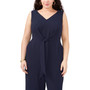 Plus Size Solid Tie-Front V-Neck Jumpsuit