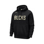 Men's Black Milwaukee Bucks Courtside Versus Stitch Split Pullover Hoodie