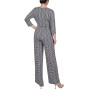 Petite Short 3/4 Sleeve Belted Wide Leg Jumpsuit