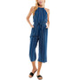 Juniors' Sleeveless Cropped Jumpsuit
