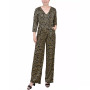 Petite 3/4 Sleeve Printed Belted Jumpsuit
