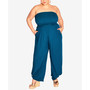 Trendy Plus Size Smocked Strapless Jumpsuit