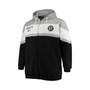 Men's Branded Heathered Gray, Black Brooklyn Nets Big and Tall Colorblock Wordmark Tripod Full-Zip Hoodie