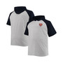 Men's Heathered Gray, Navy Chicago Bears Big and Tall Raglan Short Sleeve Pullover Hoodie