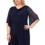 Plus Size Beaded-Sleeve Cowlneck Jumpsuit