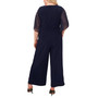 Plus Size Beaded-Sleeve Cowlneck Jumpsuit
