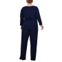 Plus Size 3/4 Sleeve Belted Jumpsuit