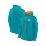 Men's Branded Aqua, Orange Miami Dolphins Ball Carrier Full-Zip Hoodie