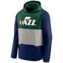 Men's Green and Navy Utah Jazz Linear Logo Comfy Colorblock Tri-Blend Pullover Hoodie