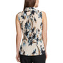 Pleated Floral-Print Sleeveless Blouse