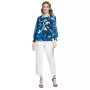 Printed Chiffon Sleeve Keyhole Neckline Blouse