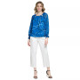 Printed Chiffon Sleeve Keyhole Neckline Blouse