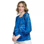 Printed Chiffon Sleeve Keyhole Neckline Blouse
