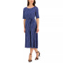 Women's Printed Stretch Knit Belted Midi Fit & Flare Dress