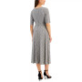 Women's Printed Stretch Knit Belted Midi Fit & Flare Dress