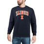 Men's Navy Illinois Fighting Illini Arch Logo Crew Neck Sweatshirt