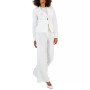 Women's Asymmetrical Ruffled One-Button Jacket & Wide-Leg Pant Suit