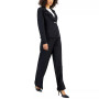 Women's Asymmetrical Ruffled One-Button Jacket & Wide-Leg Pant Suit