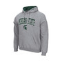 Men's Heathered Gray Michigan State Spartans Arch and Logo 3.0 Pullover Hoodie