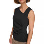 Women's Asymmetric-Neck Ruched Sleeveless Top