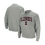 Men's Heather Gray Illinois Fighting Illini Arch Logo Crew Neck Sweatshirt