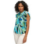 Women's Printed Jewel-Neck Flutter-Sleeve Top