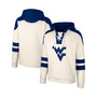 Men's Cream West Virginia Mountaineers Lace-Up 4.0 Vintage-Like Pullover Hoodie