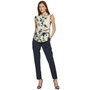 Women's Printed Quarter-Button Round-Neck Top