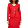 Women's Curved Collar Button-Front Jacket & Pencil Skirt Suit