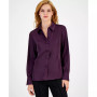 Women's Satin Long-Sleeve Collared Blouse, Created for Macy's