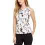 Printed Pleat-Neck Blouse, Regular and Petite Sizes