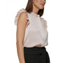 Women's Solid Ruffled-Sleeve Half-Placket Blouse