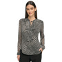 Women's Textured-Plaid Tie-Neck Top