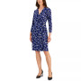 Women's 3/4-Sleeve Printed V-Neck Wrap Dress