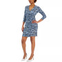 Women's 3/4-Sleeve Printed V-Neck Wrap Dress