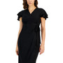 Women's Seamed Jacquard Flutter-Sleeve Wrap Dress