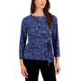 Women's Printed Side-Tie 3/4-Sleeve Top