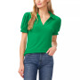 Women's Collared Split-Neck Short-Sleeve Knit Top