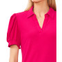 Women's Collared Split-Neck Short-Sleeve Knit Top