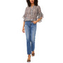 Women's Printed Pintuck Flutter- Sleeve Blouse