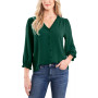 Women's Ruffled Button-Front Elbow Sleeve Blouse