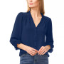 Women's Ruffled Button-Front Elbow Sleeve Blouse