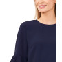 Women's Ruffled-Cuff 3/4-Sleeve Crew Neck Blouse