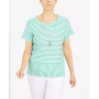Women's Classics Stripe Texture Knit Short Sleeve Top with Necklace