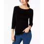 Petite Pima Cotton Button-Shoulder Top, Created for Macy's
