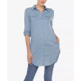 Women's Stretchy Button-Down Tunic Top