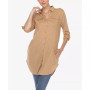 Women's Stretchy Button-Down Tunic Top