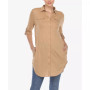 Women's Stretchy Button-Down Tunic Top