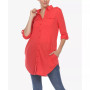 Women's Stretchy Button-Down Tunic Top